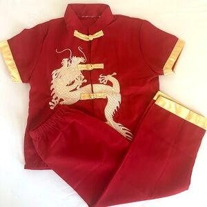 Red Traditional Dragon Embroidered Outfit
